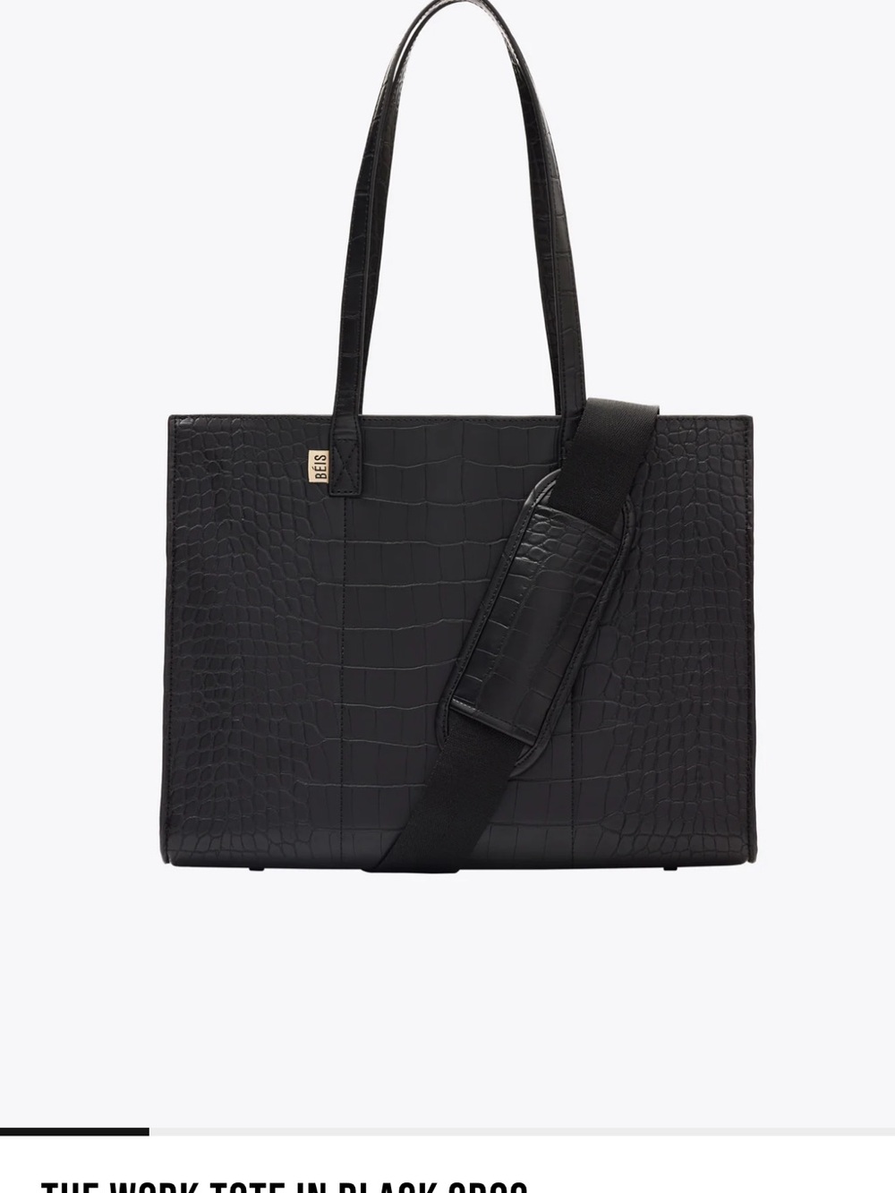 BEIS Black Croc-Embossed Tote Large Size - Picture 3 of 3